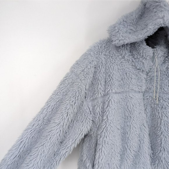 BDG Urban Outfitters Hoodie M Blue Sherpa Cropped Teddy Jacket Full Zip Cozy - Picture 3 of 12